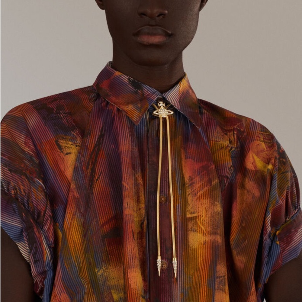 Vivienne Westwood spaceship gold bolo necklace